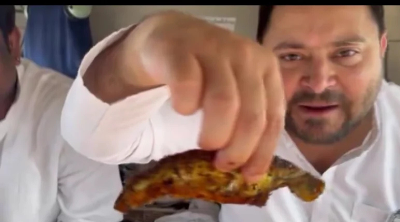 Tejashwi Yadav and Mukesh Sahani enjoyed lunch on board the helicopter.