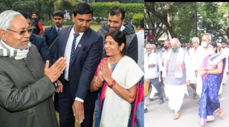 RJD released the photographs of Sanjeev Mukhiya wife and NDA leaders on Monday.