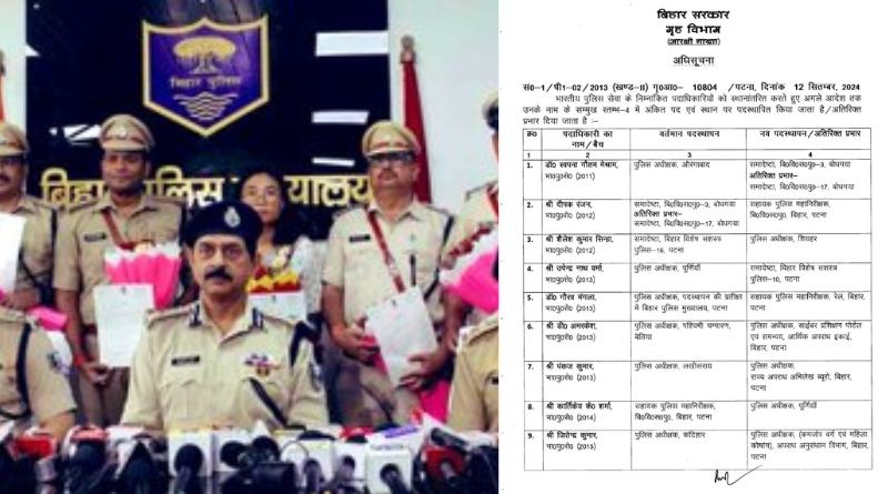 Bihar police transferred 29 IPS officers.