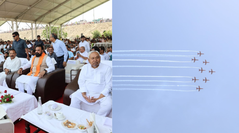 Surya Kiran 9 jets spectacular stunts enthrall Patna during the air show on Vijay Diwas.