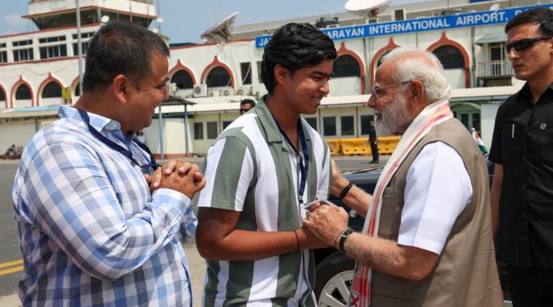 PM Narendra Modi meets cricket sensation Vaibhav Suryavanshi at Patna airport and praises his talent.