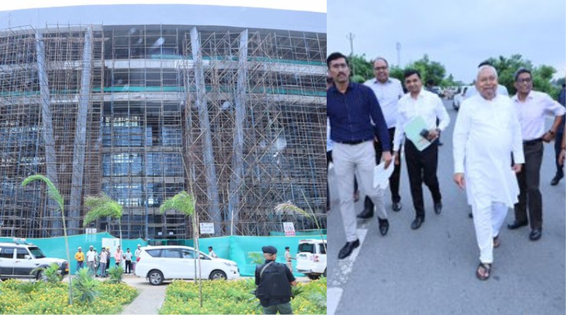 Nitish Kumar inspects the under-construction Rajgir cricket stadium, reviews connectivity projects.