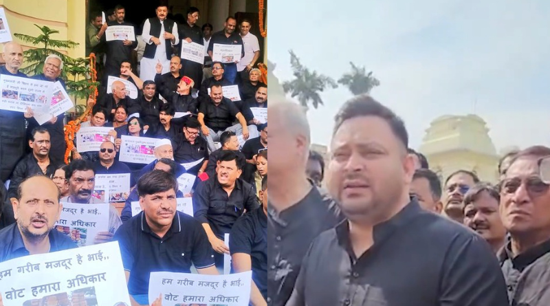 Chaos in Bihar Assembly as opposition MLAs protest, SIR, Tejashwi demanded a discussion.