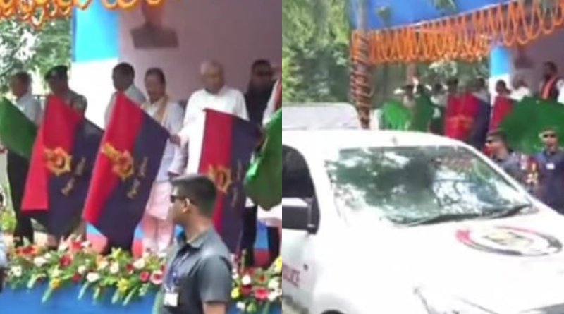 CM Nitish Kumar flags off 71 new police vehicles to boost traffic management in Bihar.