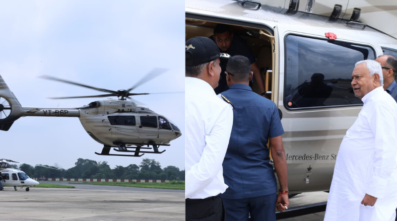 Nitish Kumar conducts an aerial survey of the flood-affected areas of Bihar, over 17 lakh people affected.