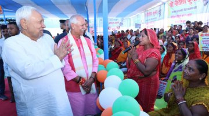 Nitish Kumar lays the foundation of Rs 1203.81 crore projects to boost the road and power sectors in Saran.