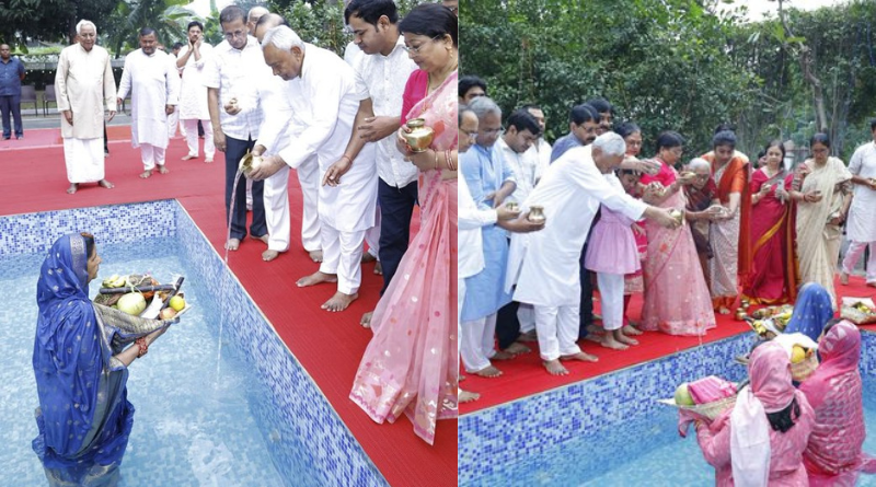 Devotees across Bihar offer Aragya to the setting Sun on the third day of Chhath Mahaparv.