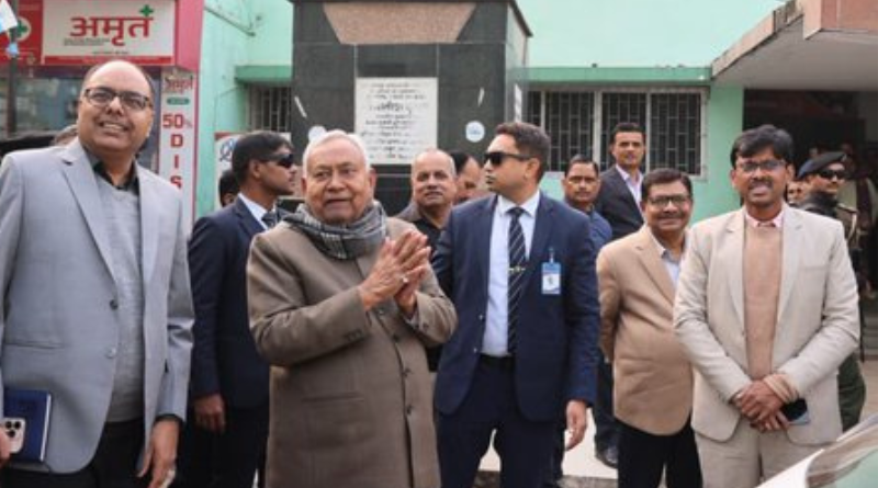 CM Nitish Kumar inspects the construction of the 400-bed Super Specialty Orthopedic Hospital in Patna.