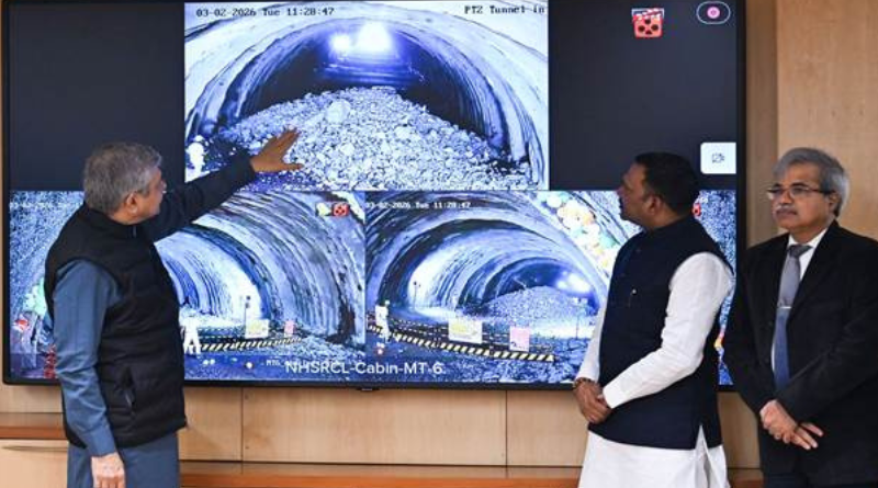 Ashwini Vaishnaw announced that a successful second mountain tunnel was achieved for the Mumbai-Ahmedabad bullet train project.