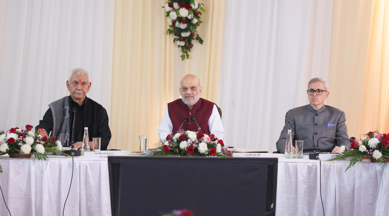 Amit Shah chairs a high-level review meeting on development projects in Jammu & Kashmir.