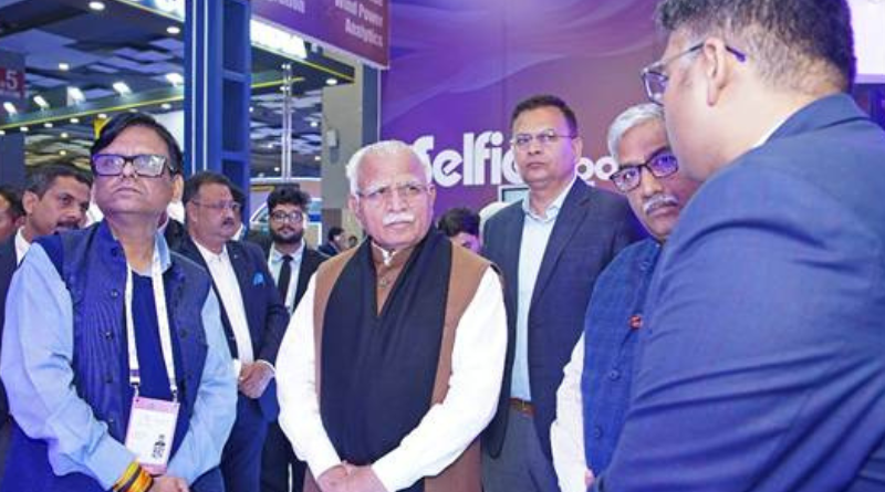 Manohar Lal Khattar inaugurates the Ministry of Power pavilion at AI Impact Summit 2026.