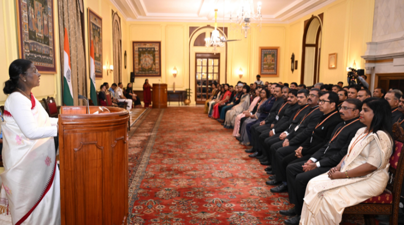 LBSNAA IAS officers call on Droupadi Murmu at Rashtrapati Bhavan.