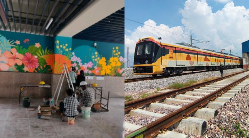 Finishing touches underway at Malahi Pakdi Metro Station of Patna Metro.