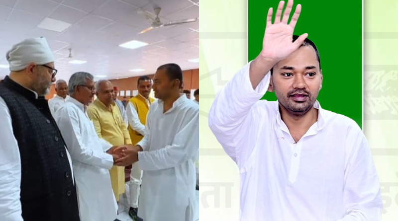 Nishant Kumar joins Janata Dal United at the party headquarters in Patna.